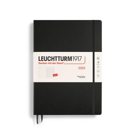 LEUCHTTURM1917 370730 Weekly Calendar & Notebook 2025, Master A4+ Hardcover - 12-Month Planner, Lined - Black, English