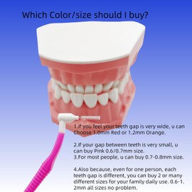 L Angled Reusable Braces Dental Brush Flosser for Cleaner Interdental Brush Toothpick Dental Tooth Flossing Head Oral Dental Toothpick Cleaners Cleaning Tool (0.6mmPink, Normal)