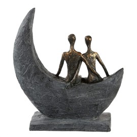 Sculpture Moon Poly, Bronze-Coloured, 23.5 cm