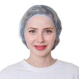 SAFEKO Disposable Honeycomb Nylon Hair Nets | Breathable | 100 Count [BLUE | 21”]