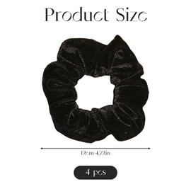 4 Stück Scrunchies Haargummi Schwarz,Samtstoff scrunchie,haargummi Samt,Haar Dickes Scrunchie Haarband Elastisch,Gebrauch Damen Groß Haargummi Material Ist Weich Und Zieht,Modisch Und Schön Für Frauen