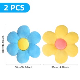 QKURT 2 Stück Blumen-Kissen,40cm blumenkissen,Blume Bodenkissen Sitzkissen,Niedliche Blume Kissen,blumenförmige Wurfkissen,Flauschig weiches Blütenblatt-Kissen für Zuhause Sofa Auto