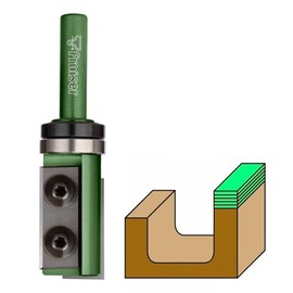 Fraiser Multibit Groove Cutter and Flush Cutter for Copying and Cutting, Diameter 19 mm, Shaft 12 mm, 2 Carbide Reversible Plates Up & Down and Ball Bearings, for Routers, Edge Milling and CNC