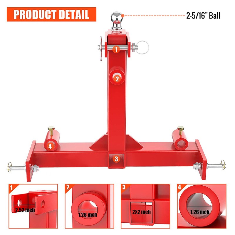 Sulythw 3 Point Hitch Attachment, 3pt Quick Trailer Hitch 2"