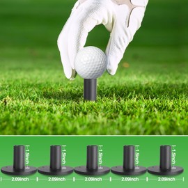 ENERKEEN Rubber Golf Tees for Mats, Driving Range Tee, 5 Pack Golf Rubber Tee Holder Set Indoor Outdoor - Black