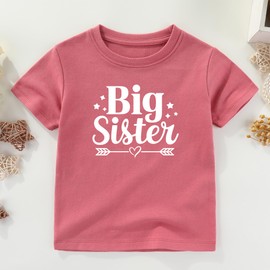 BESDEAR Big sister little brother outfit matching shirts for girls lil bro baby bodysuits Mauve Gray 3T - 6 Months
