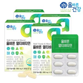 Olbareun Geongang 올바른건강 올바른 멀티비타민 900mg*30정 4박스 Olbahun Health Olbahun Multivitamin 900mg*30 tablets 4 boxes