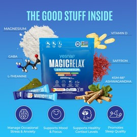 Calming Sparkling Mix – 8-in-1 Magnesium, Ashwagandha, Saffron, Vitamin D3, GABA, L-Theanine for Mood, Sleep & Healthy Cortisol Levels – No Sugar, Non-GMO, Raspberry Lemonade