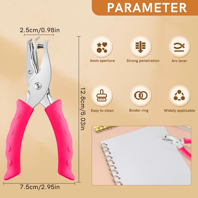 Single Hole Punch – 6mm Handheld Paper Punch with Soft