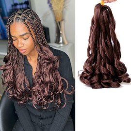 EFFGOCO 8 Packs French Curly Braiding Hair 14 Inch French Curl Braiding Hair Short Bouncy Spanish Curly Crochet Braiding Hair Extensions French Curl Crochet Braids for Women (14Inch, #33)