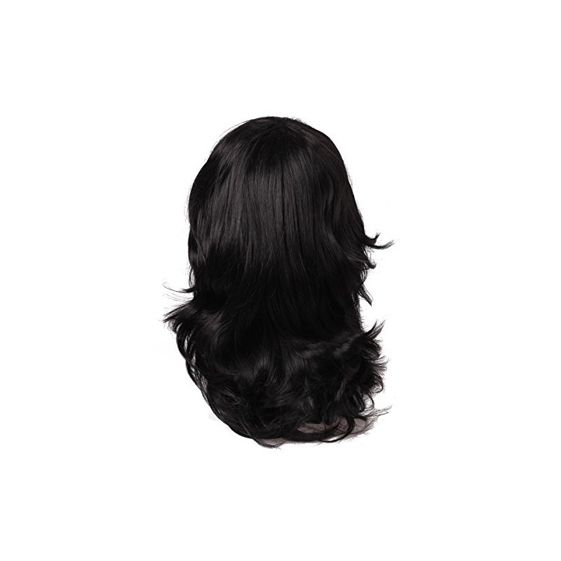ColorGround Medium Long Wavy Anime Cosplay Wig for Men (Black