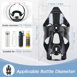ROADNADO Carbon Bike Bottle Cages Ultralight only 28g Water Bottle Holder Carbon Fiber Bicycle Drink Holder Durable Cup Holder for Road Bike Mountain Bike for 72-74 mm Bottle (Classic Glossy-1pcs)