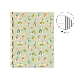 Miquelrius - A4 Notebook (210 x 297 mm) 100 Ruled Pages 70gsm Hard Card Cover 4 Colour Ribbons Spiral Bound 4 Holes Ruled Notebook Beautiful Stationery Yoga