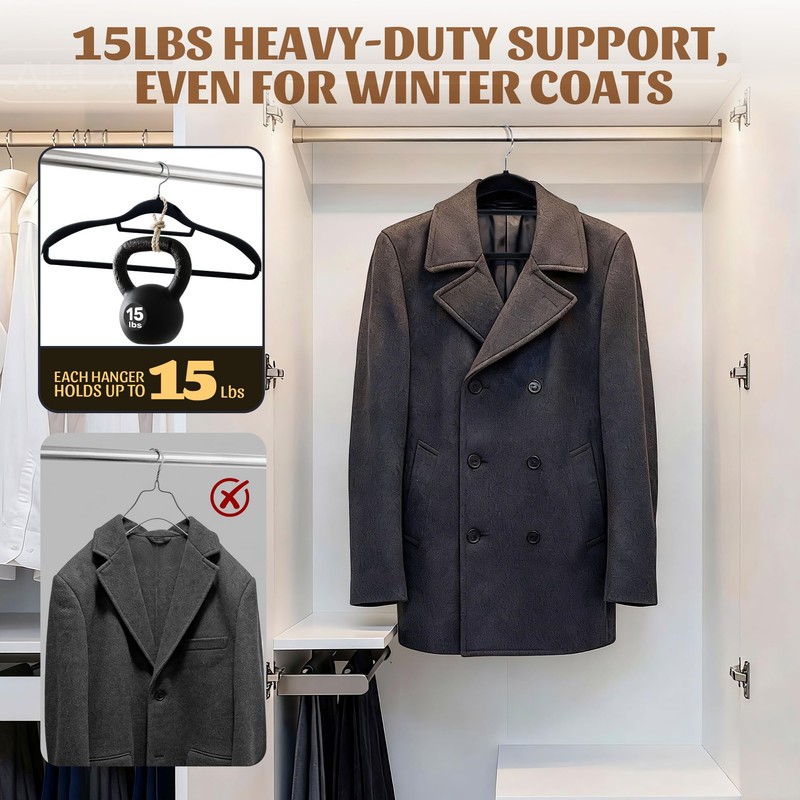 10 Pack Velvet Hangers, Wide Shoulder Heavy Duty Suit Hangers