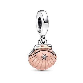 BEEUVIP Sea Shell & Treated Freshwater Cultured Pearl Dangle Bead Charm 925 Sterling Silver Bead for Charm Bracelets and Necklaces, Birthday Mothers Day Jewellery Gifts Women Girls