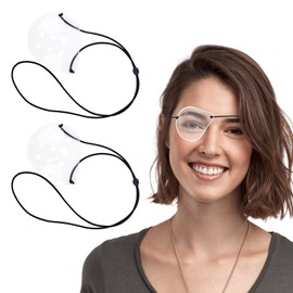BOXOB 2pcs Eye Shield, Transparent Plastic Eye Patches with Small Holes & Adjustable Elastic Strap for Sleeping Use