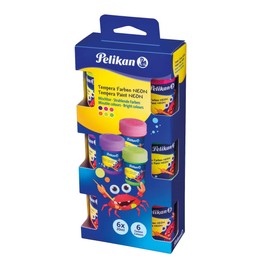 Pelikan Tempera Paint Set Neon 6 Primary Colours 20 ml