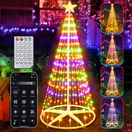 30+ Modes Smart Prelit Christmas Cone Tree with Lights - 6ft 296 LED App Control Color Changing Light Show Trees with Remote Timer Music Sync for Indoor Outdoor Yard (White Body)