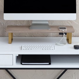 Anji Mountain Monitor Stand - Desktop Organizer & Laptop Riser, Ergonomic Monitor Riser, Space-Saving Monitor Stand for Desk, Durable Construction, Easy Assembly, Ideal for Home & Office,Biscotti