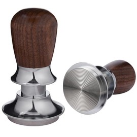 Teyearlife 53.3mm Calibrated Espresso Tamper for Breville 54mm Portafilter, 30lb Spring Loaded Auto-Leveling Tool with Ripple Base & Walnut Handle to Prevent Channeling