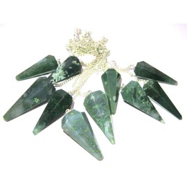 LOT of Ten Moss Agate Dowser Pendulums Crystal Healing Reiki FENG Shui Gift Peace Meditation Metaphysical Gemstone Spiritual Wellness