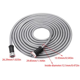 findmall 25 Ft Garden Hose with Nozzle, 304 Stainless Steel Metal Water Hose 25 Ft Long, Non Expandable Flexible Rust Proof Lightweight Heavy Duty, Kink-Free, Easy to Coil