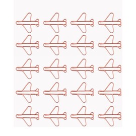 100PCS Cute Aircraft Shaped Paperclips Funny Bookmarks Metal Clips Decorative Airplane Paper Clamps for School Office Home (Rose Gold)