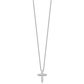 IceCarats 925 Sterling Silver Cubic Zirconia CZ Latin Mexican Holy Cross 16 inch Necklace 15 Chain Gemstone Pendant Charm April Birthstone Jewelry