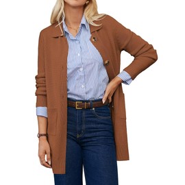 GRACE KARIN Womens Fall Knit Long Cardigan Sweater, Long Sleeve Open Front Blazer Casual, Button Up Dressy Casual Jacket XL
