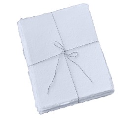 300 GSM / 25 Sheets - Handmade Deckle Edge Blank Drawing Watercolor Paper - Mixed Media Loose Leaf Paper - Cotton Rag Handmade Paper for Artists/Invitations/Crafts (8 inches X 6 inches, White)