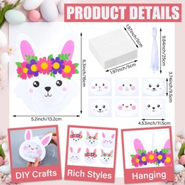 Ctosree 24 Sets Easter Craft Kits Bunny Tissue Paper Crafts DIY Make Your Own Rabbit Ornament Easter Bunny Craft for Easter Art Activity Project Spring Decoration