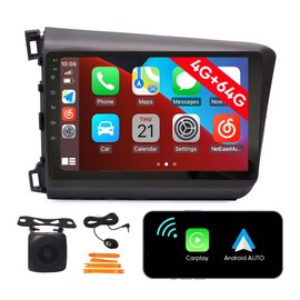 [4G 64G] Android Car Stereo FM Radio Carplay Android Auto 9" Touchscreen Headunit Media Player with Backup Camera for Honda Civic 2012 2013 2014 2015 LHD