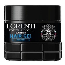 LORENTI TOKYO & SEOUL Barber Hair Styling Gel 500 ml - Men's Hair Gel - Strong Hold - No Gluing and No Residue - Alcohol Free - Hair Gel - Wet Hair Look - Gummy Effect (500 ml, Keratin)