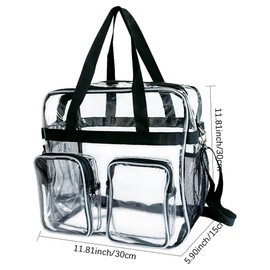 TotePrint Transparent Bag, Stadium Approved Shoulder Bag, 30 x 30 x 15 cm, Waterproof, with Zip and Carry Handles, transparent