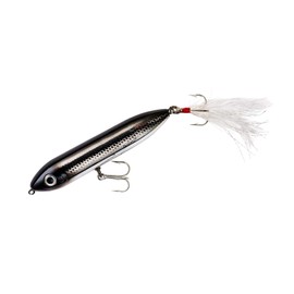 Heddon Super Spook Topwater Fishing Lure for Saltwater and Freshwater, Black Shiner - Feather Dressed, Feather Super Spook Jr (1/2 oz)