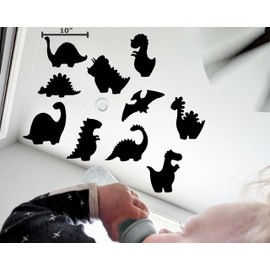 High Contrast Dinosaur Decals for Nursery - 10 Black Peel and Stick Indoor-Vinyl Decals/Stickers for Ceiling Or Wall | Dinosaurs Dinos | 10" (Dinosaurs, ~10 Inches)