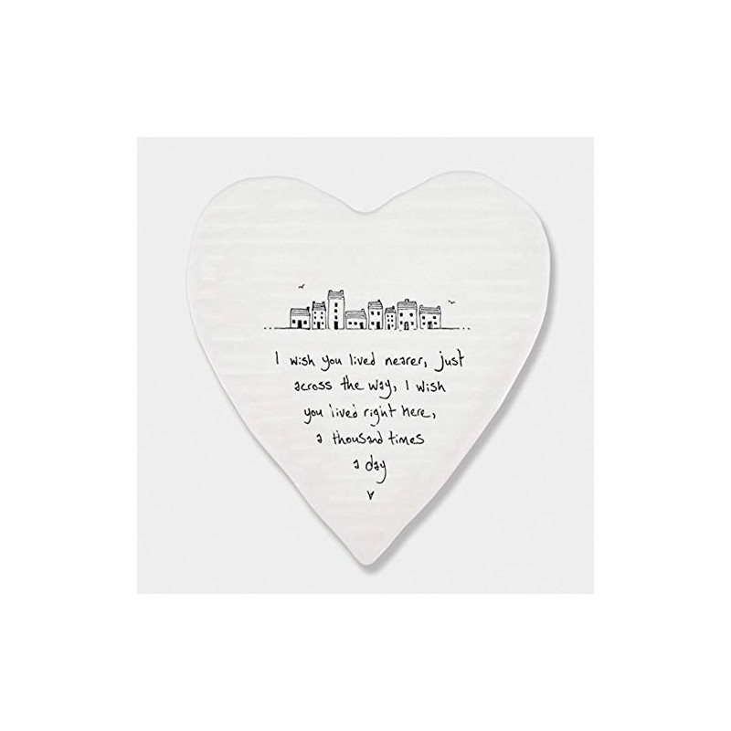 East of India Porcelein Heart Coaster 'I wish you lived
