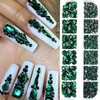 BELICEY Nail Art Rhinestones Green Flatback Round Rhinestones Charms Nail