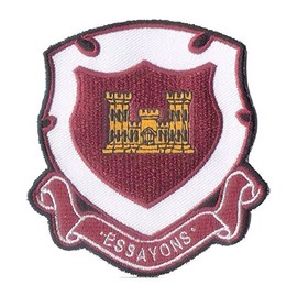 US Army Engineer ESSAYON Embroidered Patch - Hook & Loop Backing with Non merrowed Edge - 3 3/8" X 3 1/4" - Combat Engineer - Green Beret - OIF - OEF - Airborne Engineer, Army Ranger