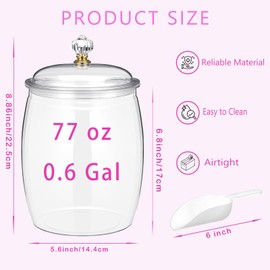 GOCCXL Plastic Candy Jars 4 Pack Candy and Cookie Jar with Lid and Scoops 77oz Buffet Containers Plastic Jars with Lids for Cookie Snacks Kitchen Utensils