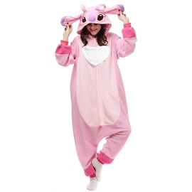 LABULA Animal Outfit Cosplay Jumpsuit Pyjamas Unisex Adult Animal Costumes, Stitch-pink