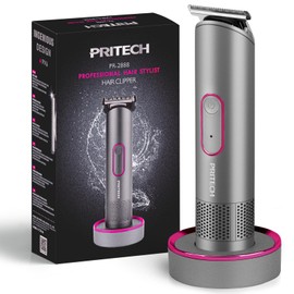 PRITECH Bikini Trimmer for Women - Rechargeable Pubic Hair Trimmer for Sensitive Skin, Wet & Dry Use, Pain-Free Electric Razor&Shaver with Standing Recharge Dock, Ideal Gift for Women, Aurora Gray