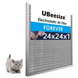 UBeesize 24x24x1 Reusable Electrostatic Air Filter HVAC AC Furnace Filter,MERV 8,Washable,Lasts a Lifetime,Permanent Air Filter,Breathe Fresher,Home And Office(Actual Size:23.39x23.39x0.86Inch)