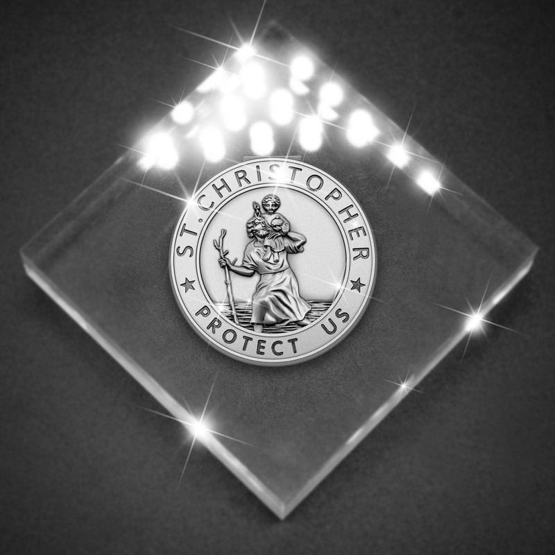 Anwlki St Christopher Medal for Car Saint Christopher Visor Clip