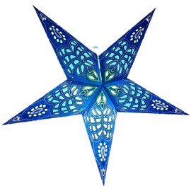 Yepsio Paper Star Lantern Lampshade, 60 cm, Hanging Decorations for Christmas, Wedding, Home, Party (Glitter Blue, Green)