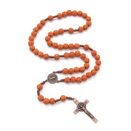KOMI Rose Catholic Rosary for Women Men Plastic Rosary Beads Neacklace with Saint Benedict Medal Jesus Cross Crucifix Christian Gift for Men Women