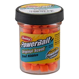 Berkley PowerBait Trout Nibbles Fishing Dough Bait, Fluorescent Orange, 1.1-Ounce