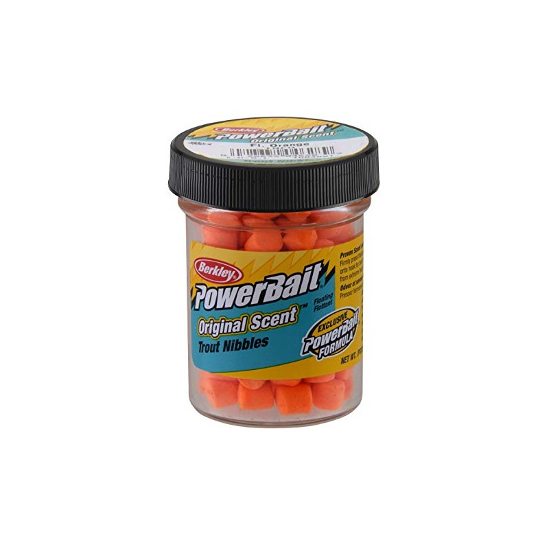 Berkley PowerBait Trout Nibbles Fishing Dough Bait, Fluorescent Orange, 1.1-Ounce