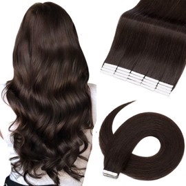 TESS Tape Extensions Real Hair #2 Dark Brown 60 cm Hair Extensions Tape Real Hair 20 Pieces Straight 50 g Remy Tape-In Hair Extensions for Hair Thickening (20 Wefts #2-Dark Brown)