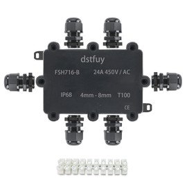 dstfuy Junction Box,ABS Waterproof IP68 Electrical Boxes.with 24A Barrier Terminals Electric Junction Project Box for 4-8mm Dia Wire.Outdoor External Electric Power Cord Boxes.(BOX716-B)
